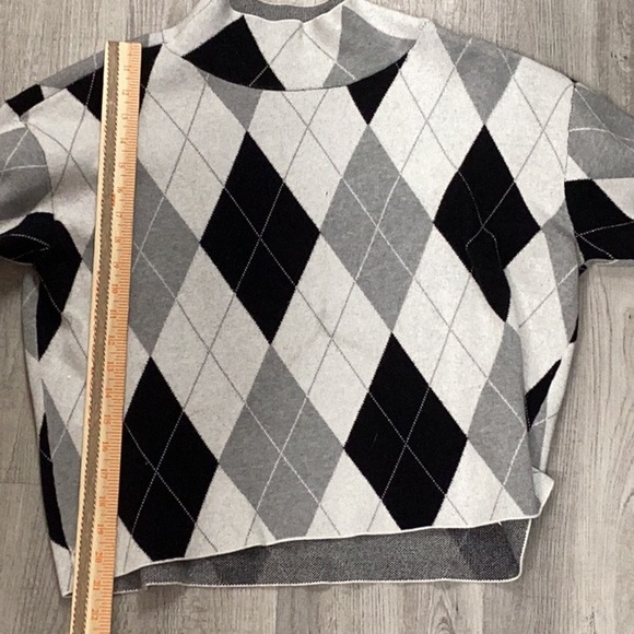 Anthropologie x Maeve Cary’s Mock Neck Argyle Pullover Sweater Size Medium - Picture 10 of 11